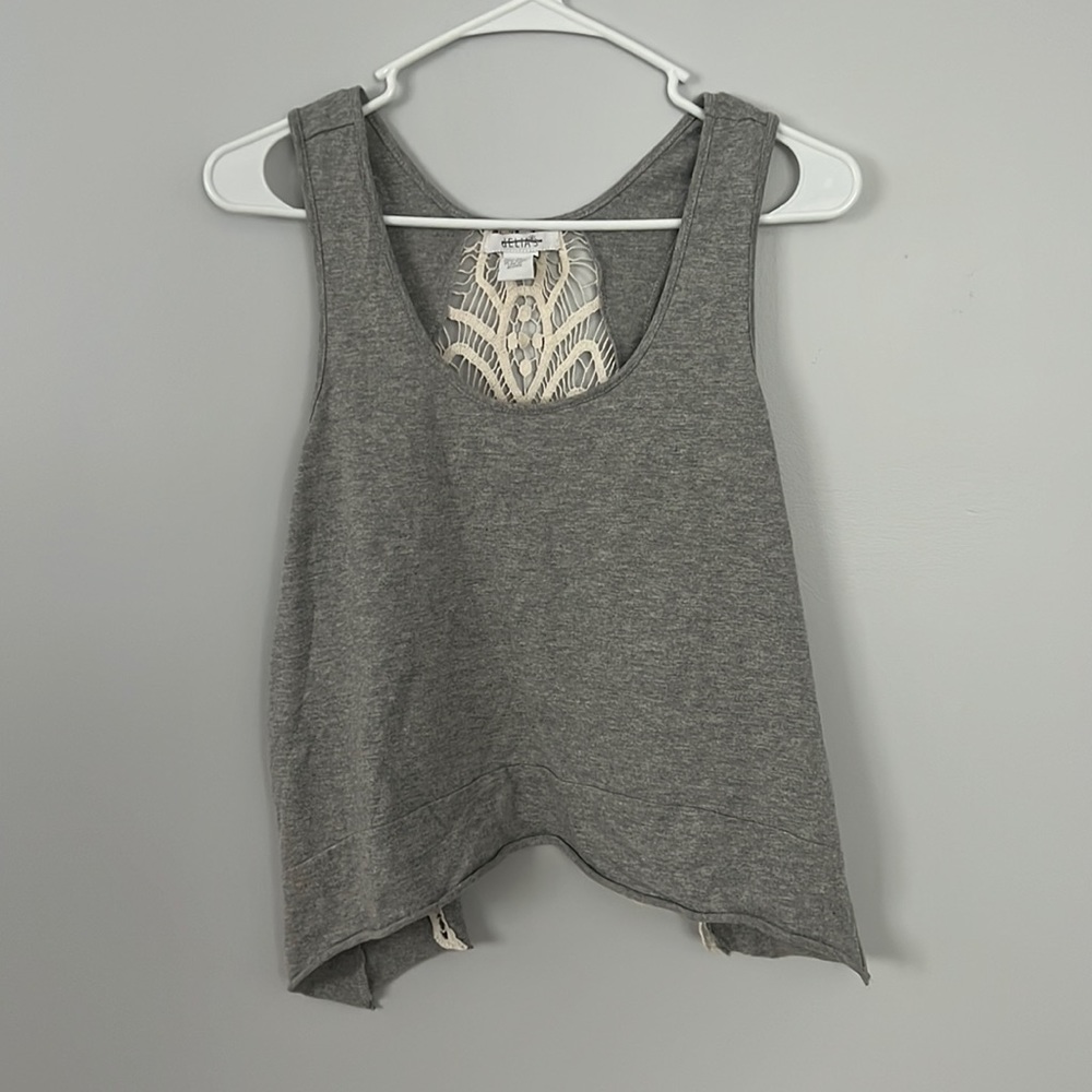 Grey tank top with open back